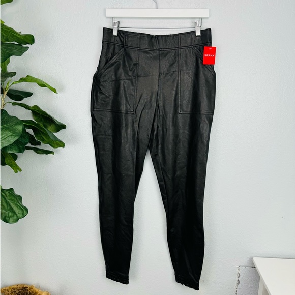 Spanx Faux Leather Joggers Black NWT Large - Picture 4 of 9